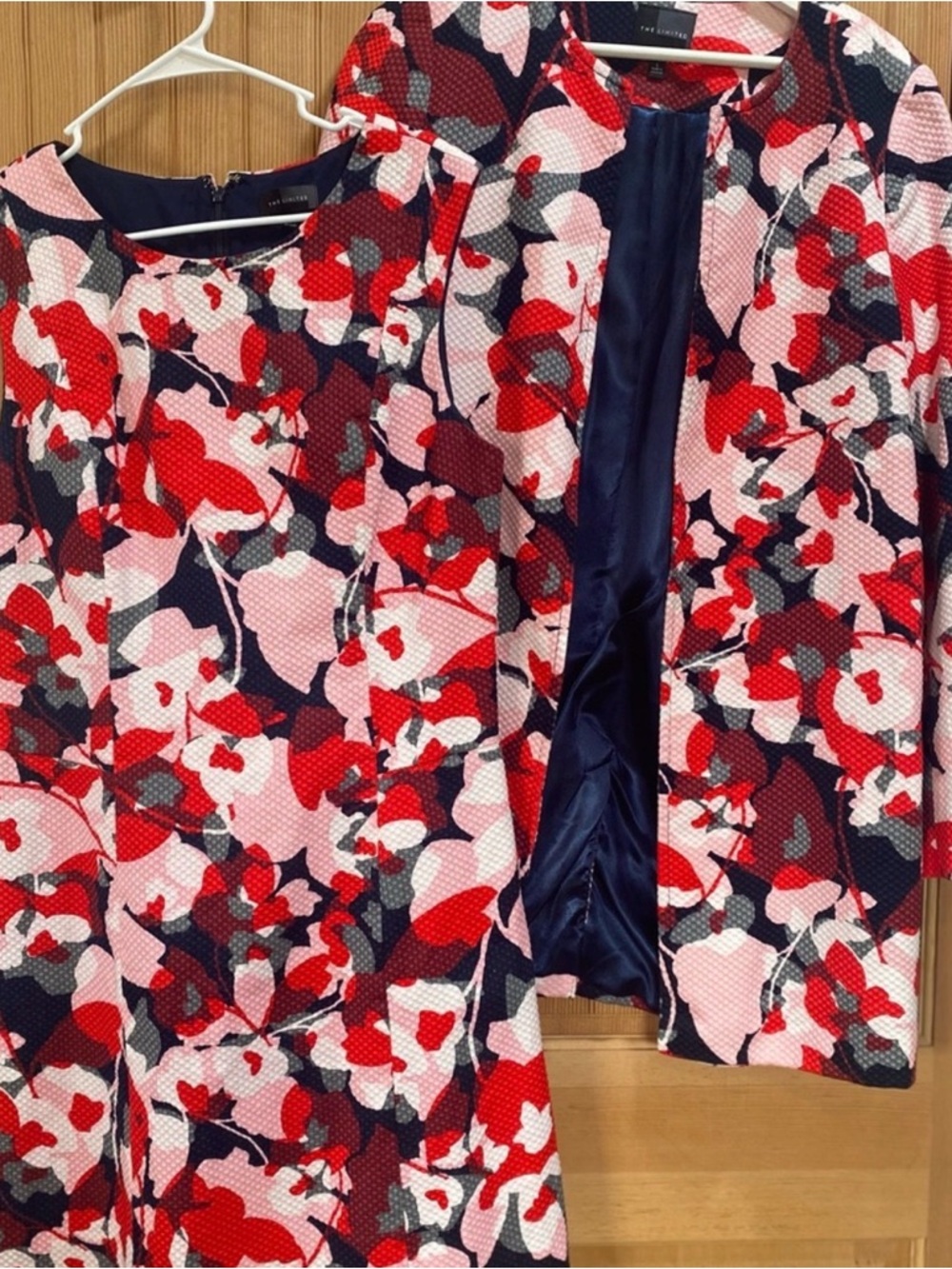 Women’s The Limited Floral Dress & Jacket Set - Navy, Red & Pink